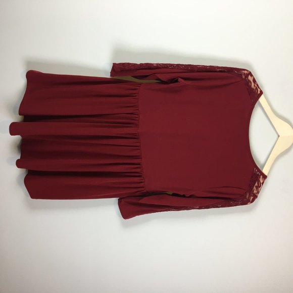 Torrid Dark Red Studio Knit Lace Babydoll Blouse 0 - Picture 3 of 8